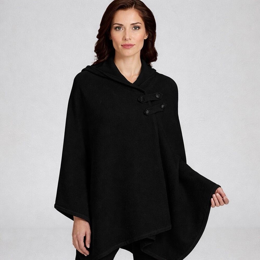 Pendleton 100% Lambswool Poncho Cape Coat With‎ Hood Size M/L Military Button